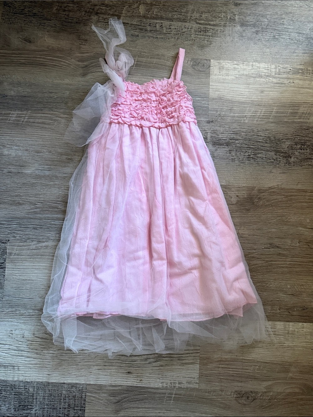 Trish Scully Light Pink Tulle Ruffle Bodice Dress